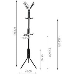 Stovas drabužiams 175cm juodas 5341 / XL12766 kaina ir informacija | Pakabos, maišai drabužiams | pigu.lt