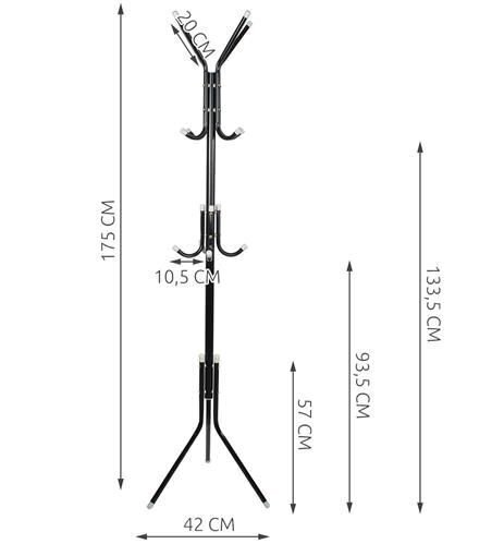 Stovas drabužiams 175cm juodas 5341 / XL12766 kaina ir informacija | Pakabos, maišai drabužiams | pigu.lt