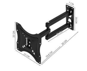 Sieninis LCD ekranas 14-42 iki 35 kg pakreipimo + pasukamas reguliuojamas 7028 цена и информация | Кронштейны и крепления для телевизоров | pigu.lt