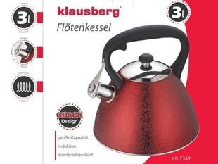 Чайник со свистком KLAUSBERG 3L KB-7451 цена и информация | Чайники, кофейники | pigu.lt