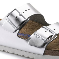 Тапочки Birkenstock Arizona NL SFB Metallic Silver цена и информация | Женские тапочки | pigu.lt