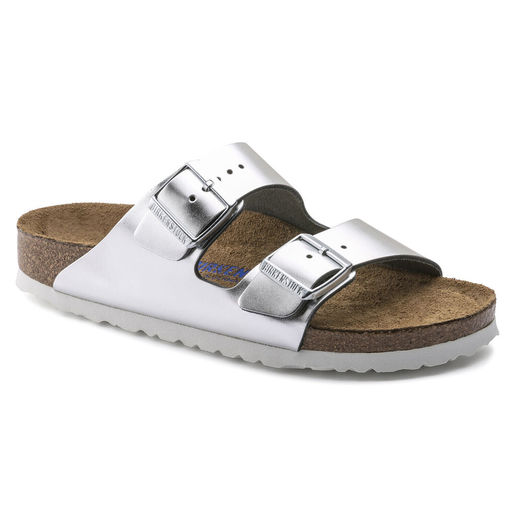 Šlepetės Birkenstock Arizona NL SFB Metallic Silver kaina ir informacija | Šlepetės moterims | pigu.lt