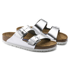 Тапочки Birkenstock Arizona NL SFB Metallic Silver цена и информация | Женские тапочки | pigu.lt