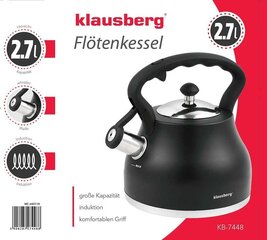 Чайник со свистком KLAUSBERG 2,7L KB-7448 цена и информация | Чайники, кофейники | pigu.lt