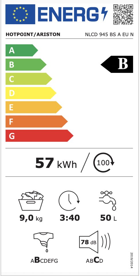 Hotpoint-Ariston NLCD945BSAEUN kaina ir informacija | Skalbimo mašinos | pigu.lt