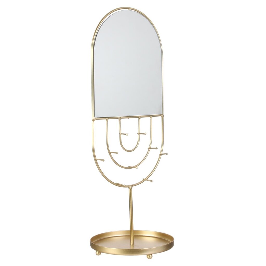 Aukso spalvos bižuterijos stovas su veidrodžiu 41cm kaina ir informacija | Veidrodžiai | pigu.lt