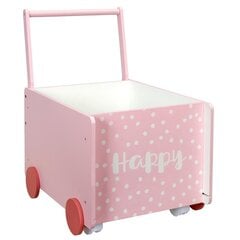 Stumiamas žaislų karutis ant ratukų, rožinės spalvos 35x47cm kaina ir informacija | Žaislai kūdikiams | pigu.lt