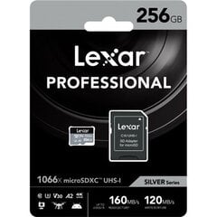 Флэш-память класса 10, Lexar High-Performance 1066x UHS-I MicroSDXC, 256 ГБ, черный цена и информация | Карты памяти для телефонов | pigu.lt