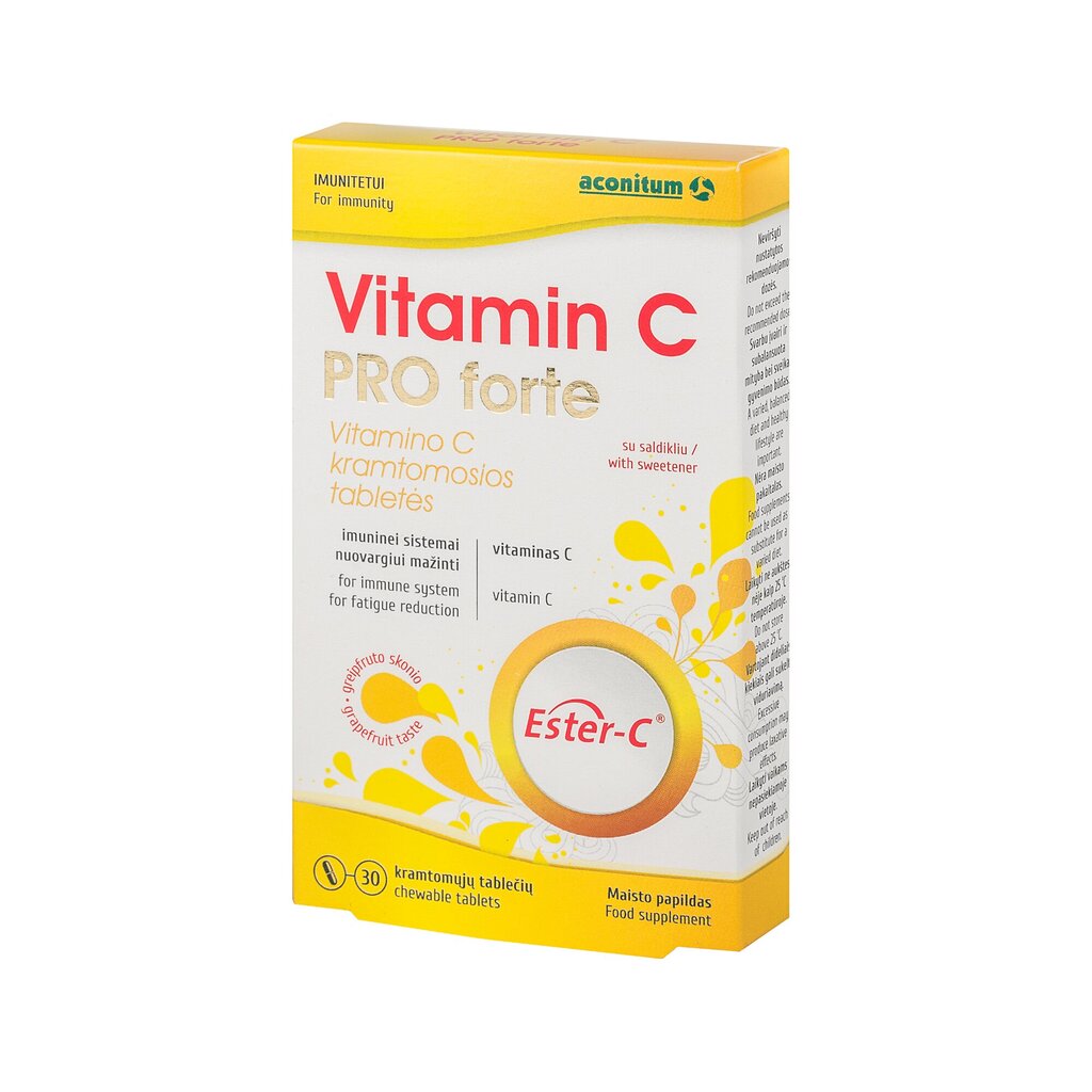 Maisto papildas Vitamin C PRO Forte, 30 tablečių цена и информация | Vitaminai, maisto papildai, preparatai imunitetui | pigu.lt