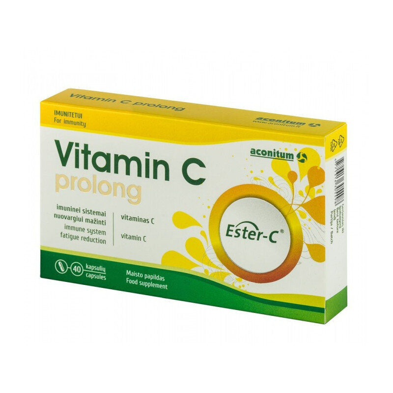 Maisto papildas Vitamin C Prolong, 40 kapsulių цена и информация | Vitaminai, maisto papildai, preparatai imunitetui | pigu.lt