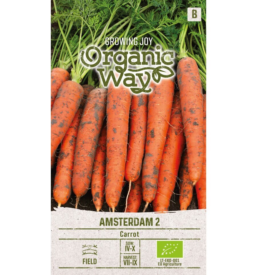 Morkos valgomosios Amsterdam 2 Organic Way 2,0 g kaina ir informacija | Daržovių, uogų sėklos | pigu.lt