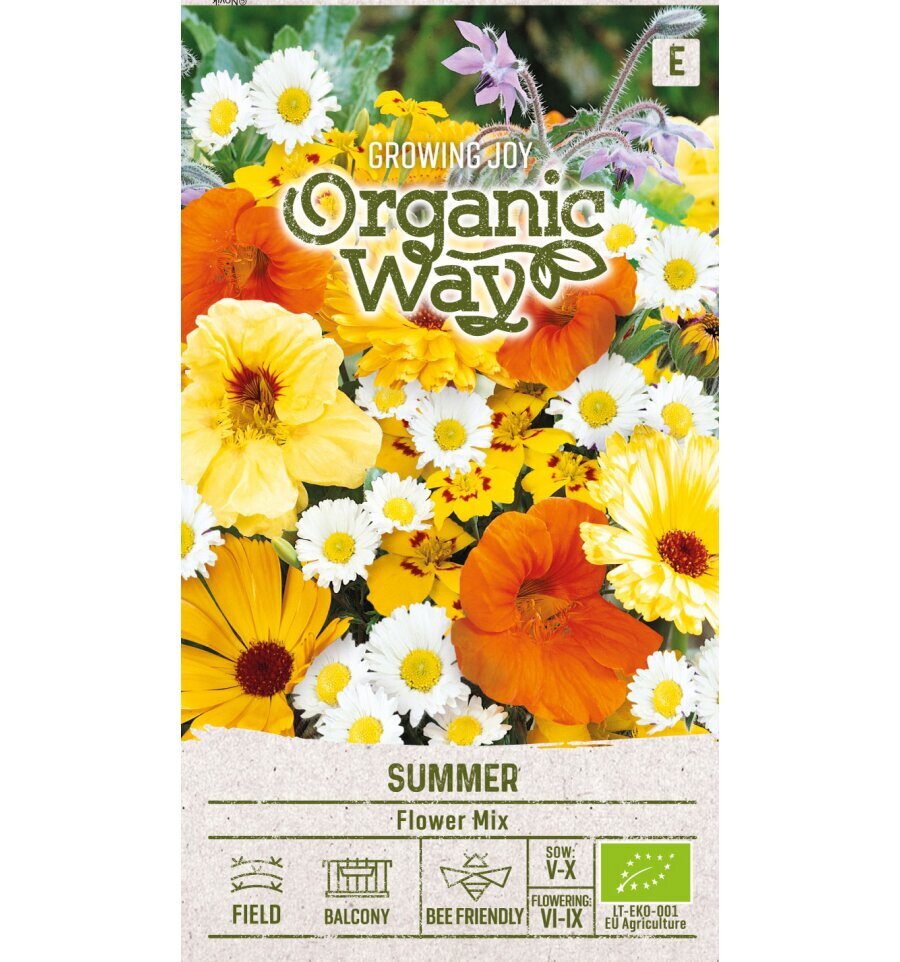 Gėlių mišinys Summer mišinys Organic Way 2,0 g kaina ir informacija | Gėlių sėklos | pigu.lt