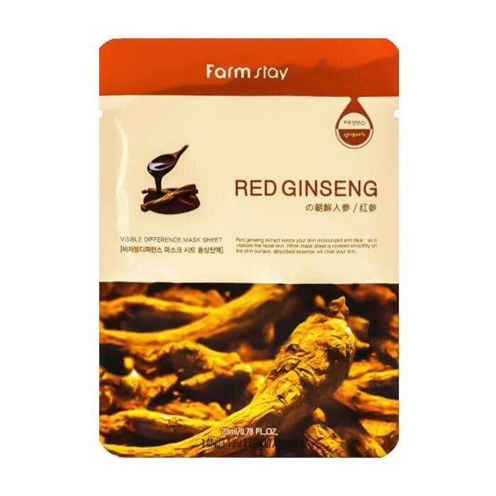 Lakštinė veido kaukė Farm Stay Visible Difference Mask Sheet: 08. Ginseng kaina ir informacija | Veido kaukės, paakių kaukės | pigu.lt