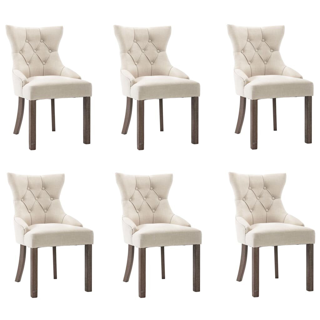 Valgomojo kėdės, 6vnt., smėlio spalvos, audinys (3x287945) цена и информация | Virtuvės ir valgomojo kėdės | pigu.lt