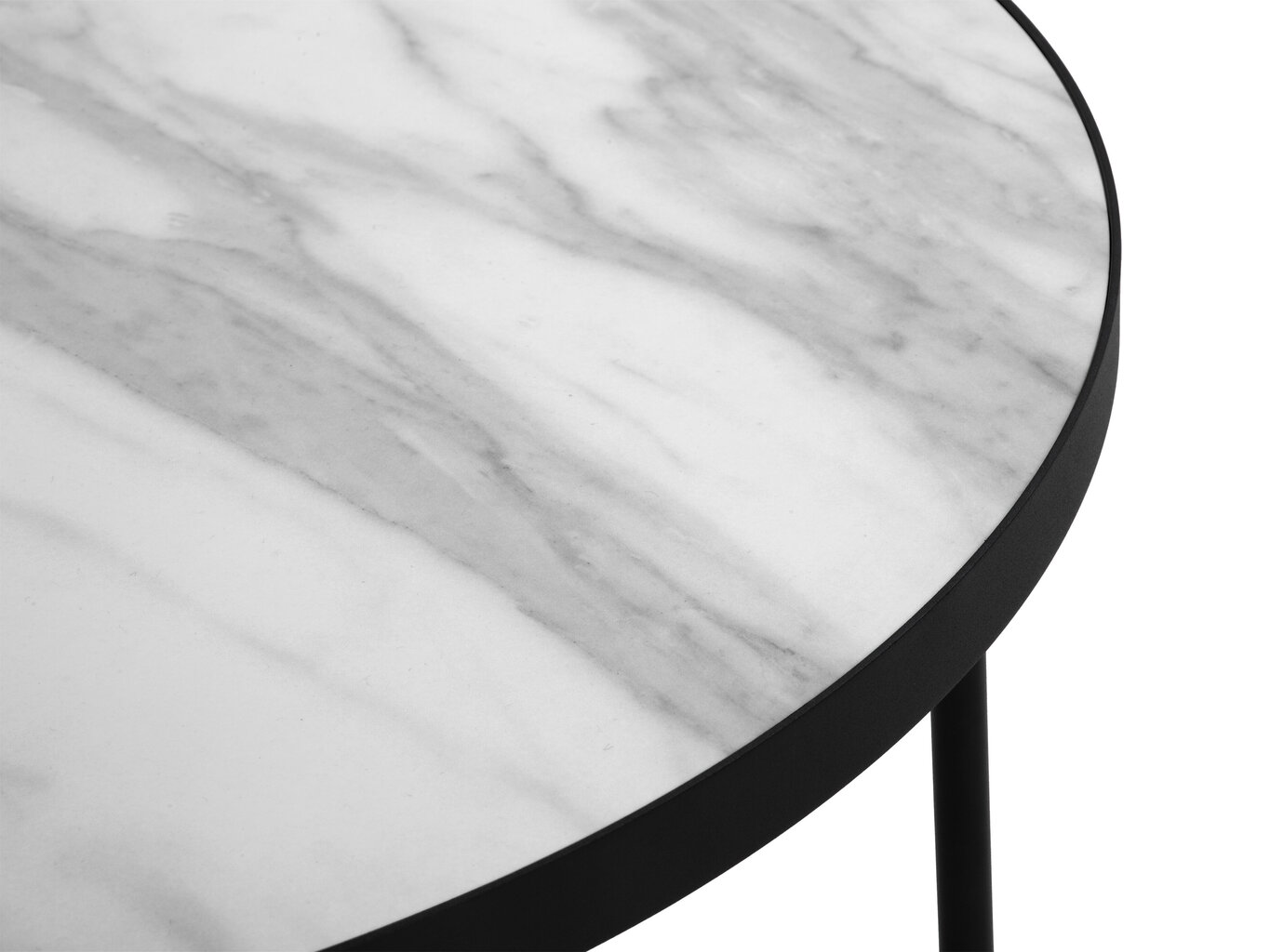 3-jų kavos staliukų komplektas Interieurs86 Orsay, baltas/juodas kaina ir informacija | Kavos staliukai | pigu.lt