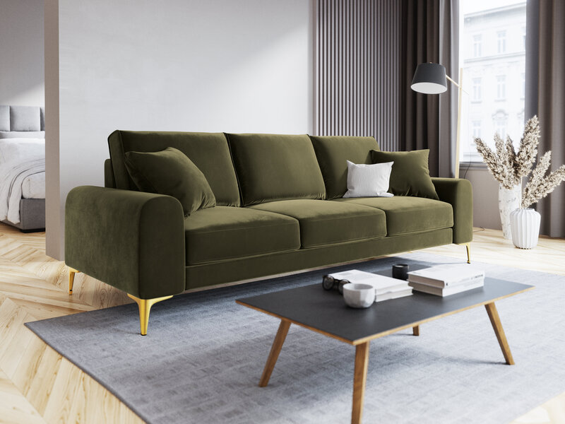 Keturvietė sofa Mazzini Sofas Madara, žalia/auksinės spalvos kaina | pigu.lt