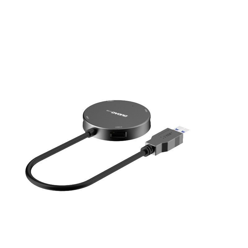 Adapteris Dudao 4in1 USB - 1x USB 3.2 Gen 1 / 3x USB 2.0 HUB adapter splitter + cable black (A15B) kaina ir informacija | Adapteriai, USB šakotuvai | pigu.lt