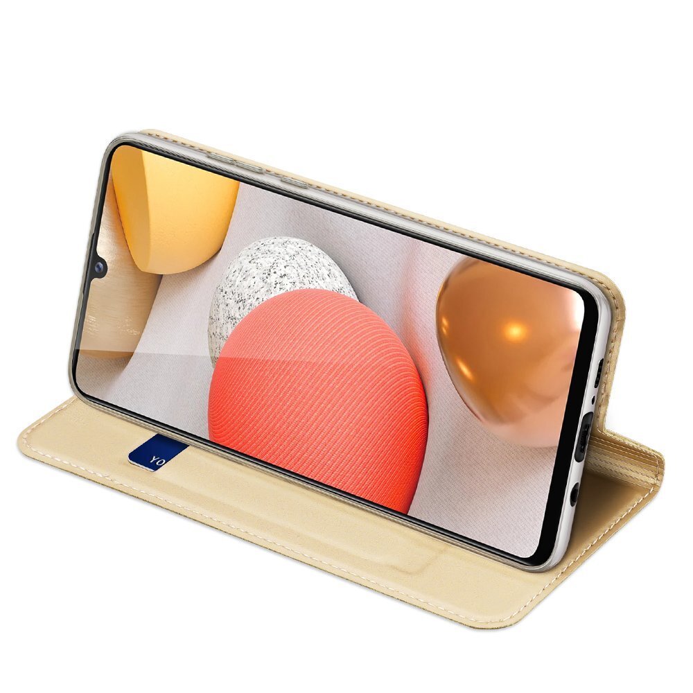 DUX DUCIS Skin Pro Bookcase type case for Samsung Galaxy A42 5G golden kaina ir informacija | Telefono dėklai | pigu.lt