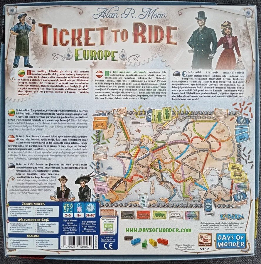 Stalo žaidimas Ticket to Ride Europe, LT, LV, EE цена и информация | Stalo žaidimai, galvosūkiai | pigu.lt