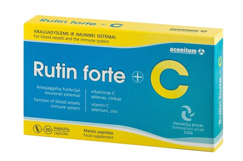 Maisto papildas Rutin Forte, 30 kapsulių kaina ir informacija | Vitaminai, maisto papildai, preparatai imunitetui | pigu.lt