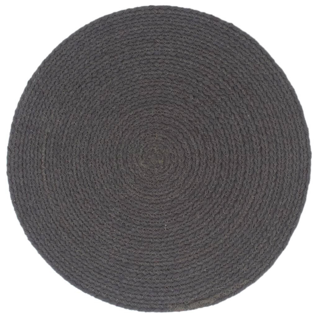 vidaXL Stalo kilimėliai, 4 vnt., tamsiai pilki, 38cm, medvilnė  kaina ir informacija | Staltiesės, servetėlės | pigu.lt