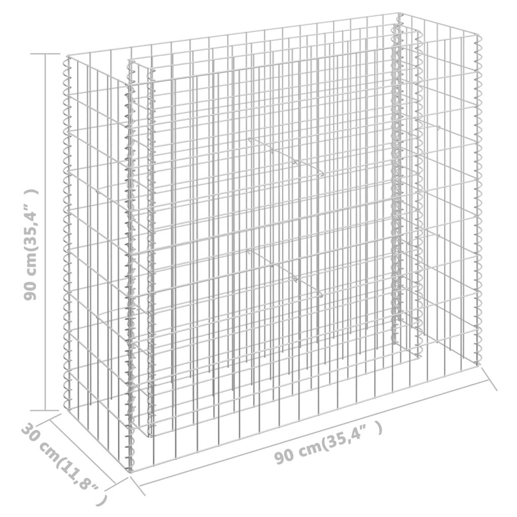 Gabiono vazonas, 90x30x90cm, galvanizuotas plienas, aukštas kaina ir informacija | Vazonėliai daiginimui ir persodinimui | pigu.lt