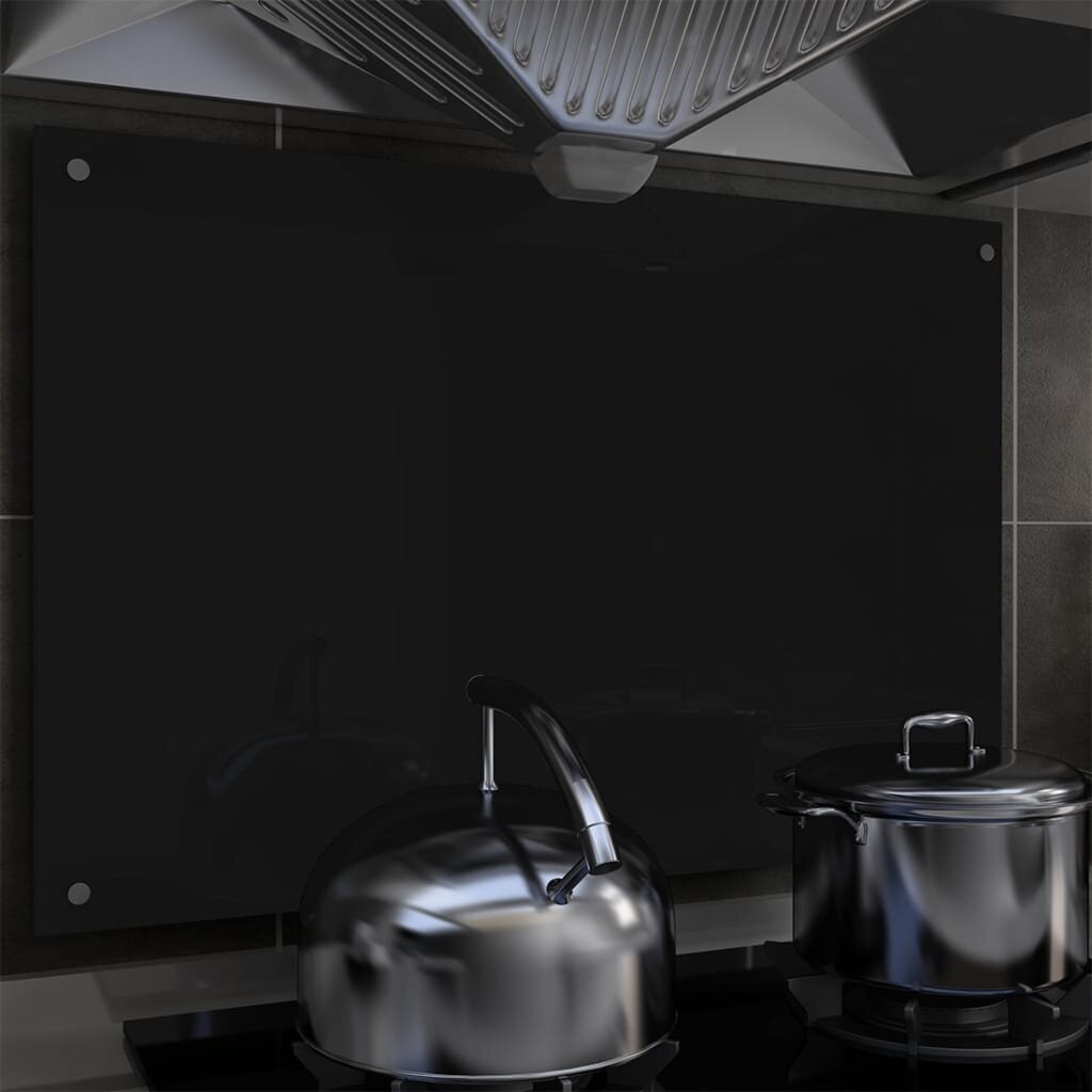 vidaXL virtuvės sienelė, 90x60 cm, juoda kaina ir informacija | Virtuvės baldų priedai | pigu.lt