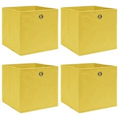 Daiktadėžės, 4vnt., geltonos spalvos, 32x32x32cm, audinys цена и информация | Ящики для вещей | pigu.lt