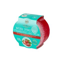 Glicerino muilas su kempine "Strawberries with cream" Saules Fabrika,150 g kaina ir informacija | Muilai | pigu.lt