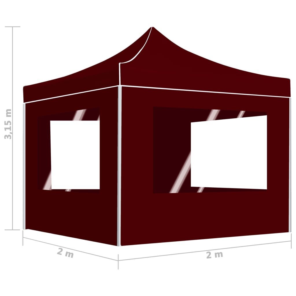 Pop-up išskleidžiama palapinė su sienomis, bordo, 2x2m, aliuminis цена и информация | Pavėsinės | pigu.lt