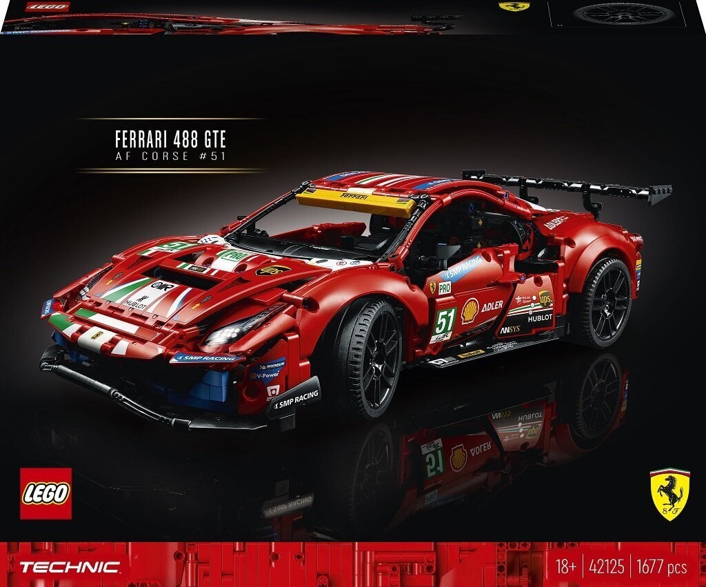 42125 LEGO® Technic Ferrari 488 GTE „AF Corse #51“ kaina ir informacija | Konstruktoriai ir kaladėlės | pigu.lt
