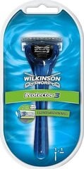 Wilkinson protector 3 Appel + бритва цена и информация | Косметика и средства для бритья | pigu.lt