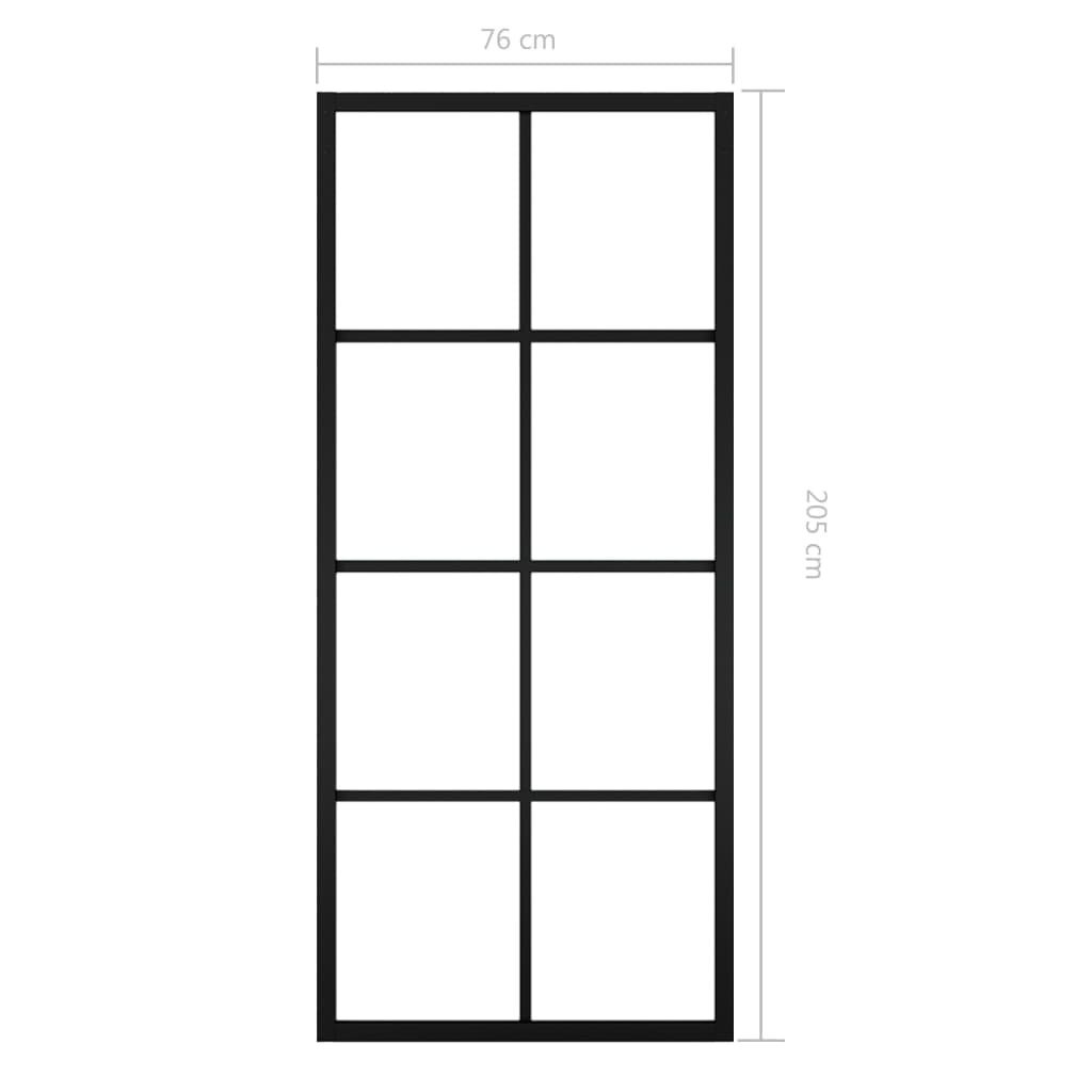 Stumdomos durys, juodos, 76x205cm, aliuminis ir ESG stiklas цена и информация | Vidaus durys | pigu.lt