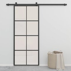 vidaXL Stumdomos durys, juodos, 90x205cm, aliuminis ir ESG stiklas kaina ir informacija | vidaXL Durys, langai ir jų priedai | pigu.lt