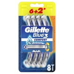 Vienkartiniai skustuvai Gillette BLUE 3, 6 vnt.+ 2 vnt. kaina ir informacija | Gillette Plaukų priežiūrai | pigu.lt