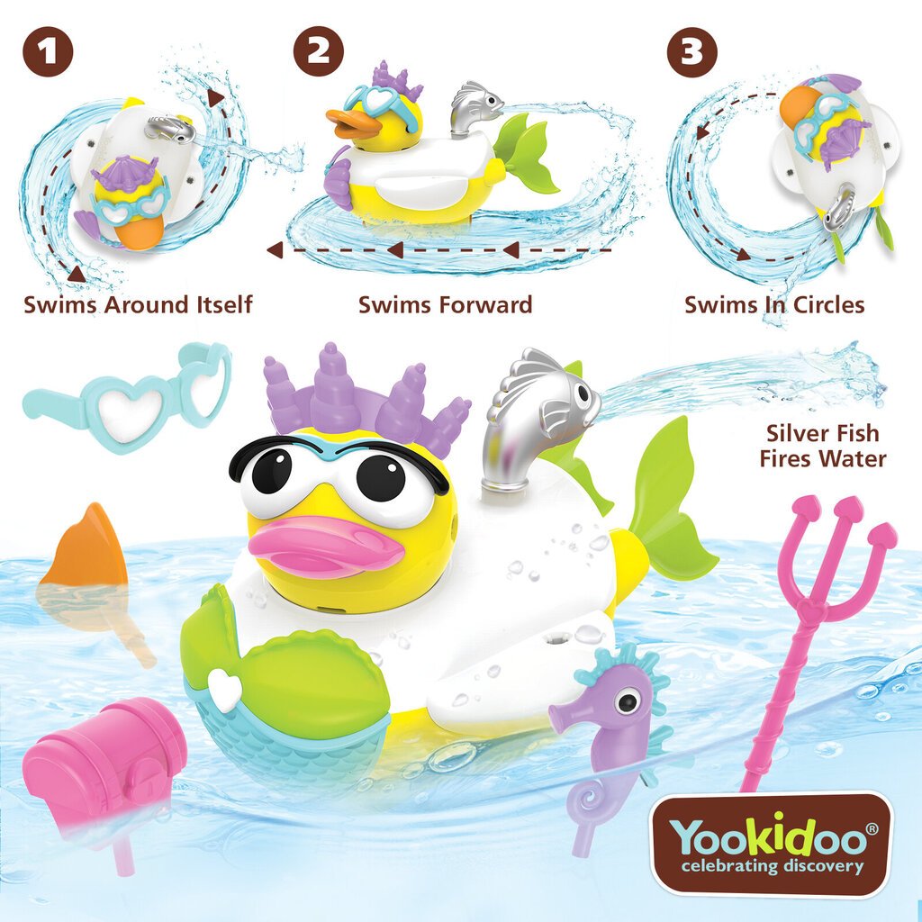 Vonios žaislas Reaktyvinė antytė undinėlė Yookidoo kaina ir informacija | Žaislai kūdikiams | pigu.lt
