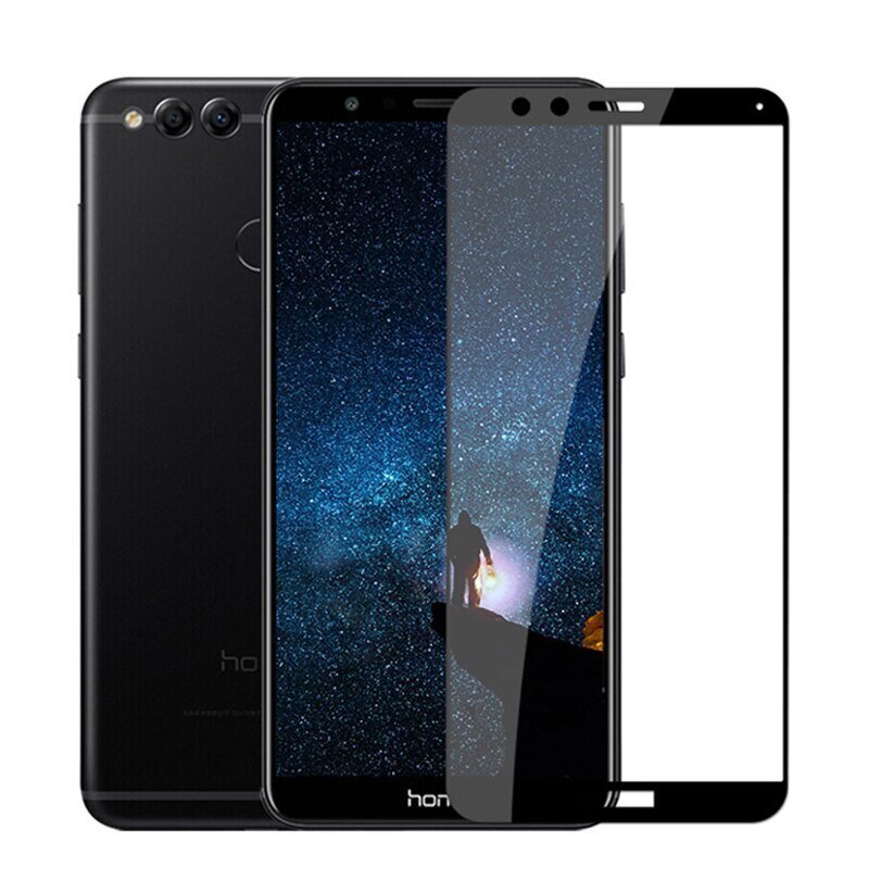 Hallo Full Face 5D Tempered Glass Apsauginis stiklas su rėmeliu Huawei Honor 7C Black kaina ir informacija | Apsauginės plėvelės telefonams | pigu.lt