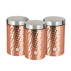 Berlinger Haus Metallic Line Rose Gold Edition набор контейнеров для сыпучих продуктов, 3 шт. цена и информация | Посуда для хранения еды | pigu.lt