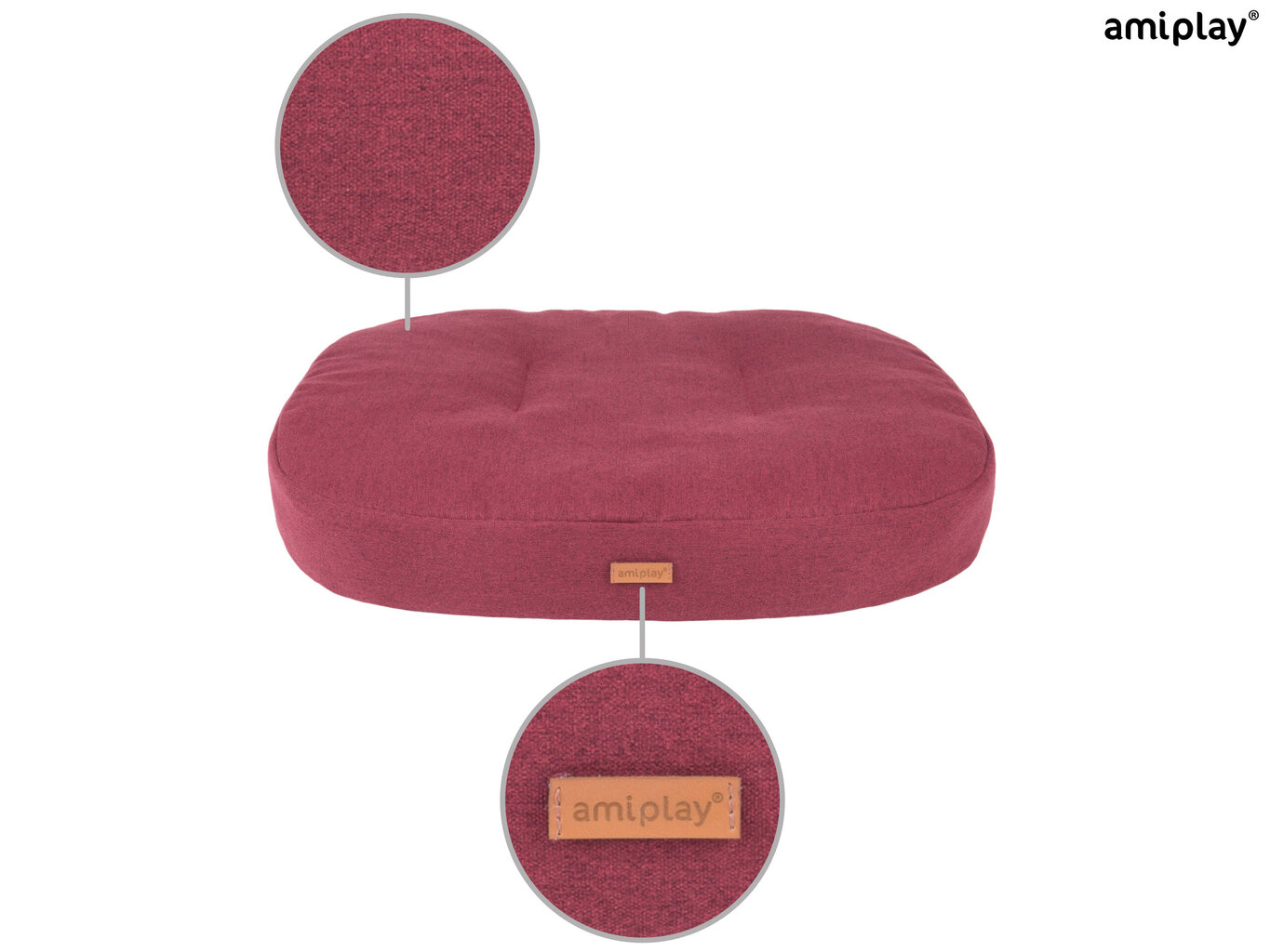 Amiplay ovalus čiužinys Montana Burgundy L, 78x65x10 cm kaina ir informacija | Guoliai, pagalvėlės | pigu.lt