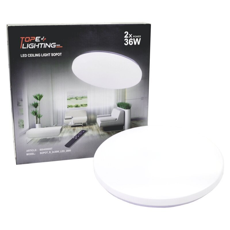 Tope Lighting apvalus LED šviestuvas Sopot 2x36W цена и информация | Lubiniai šviestuvai | pigu.lt