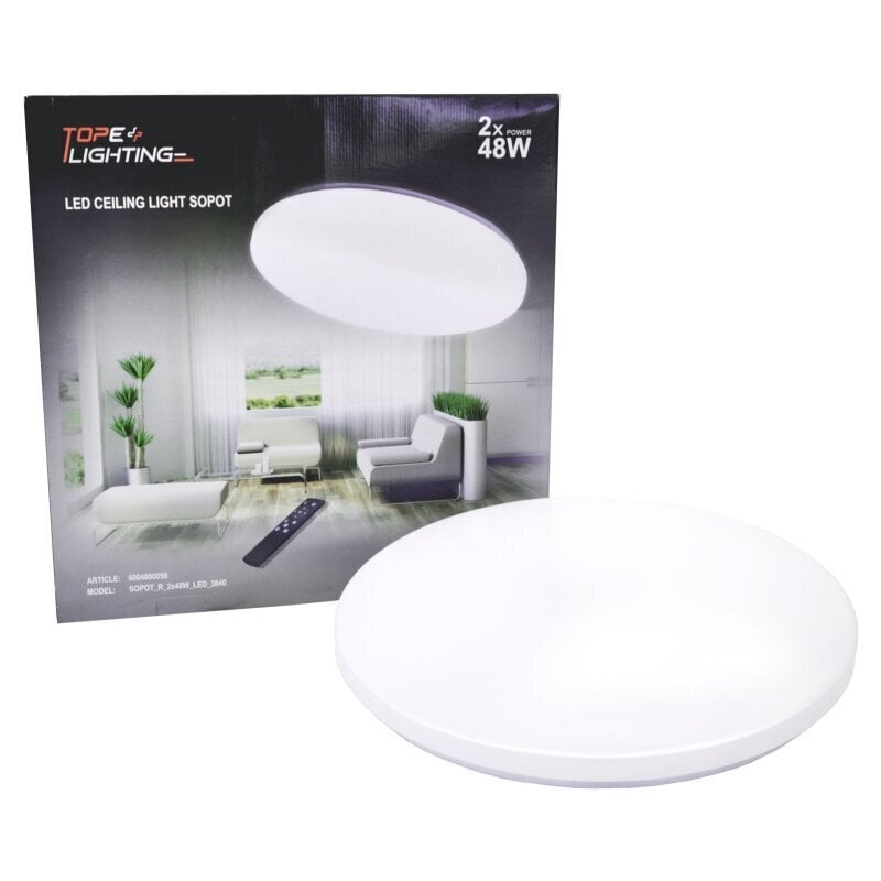 Tope Lighting apvalus LED šviestuvas Sopot 2x48W kaina ir informacija | Lubiniai šviestuvai | pigu.lt