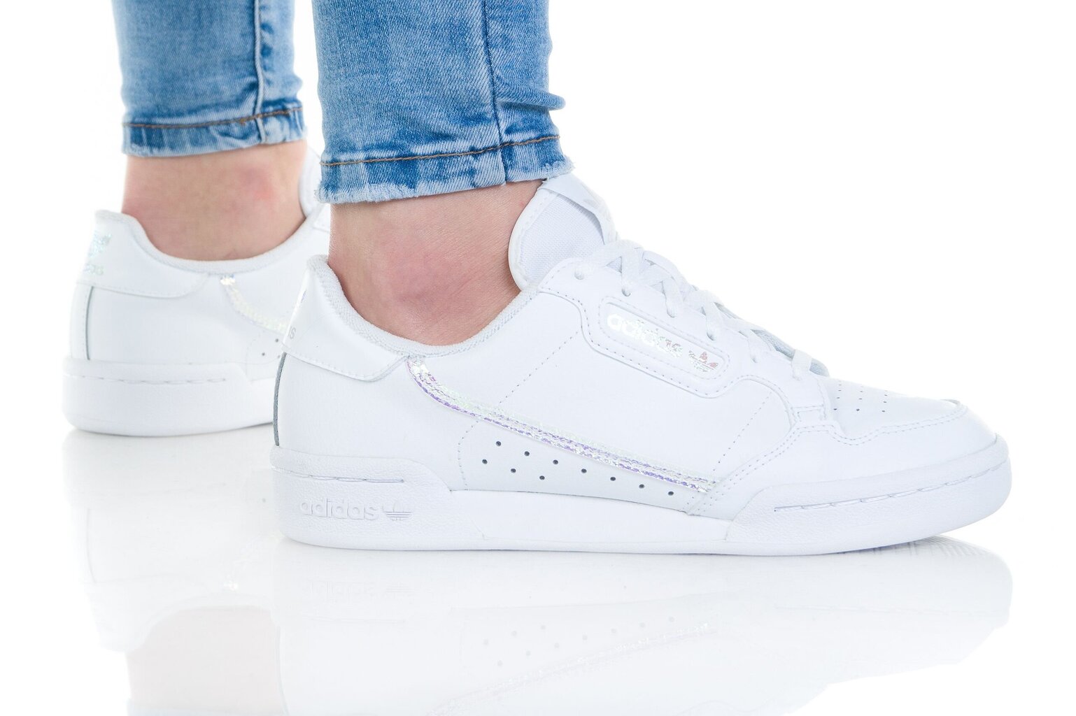 Sportiniai bateliai moterims Adidas Continental 80 Jr FU6669, balti kaina ir informacija | Sportiniai bateliai, kedai moterims | pigu.lt