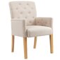 Valgomojo kėdės su porankiais, 4vnt., smėlio spalvos, audinys kaina ir informacija | Virtuvės ir valgomojo kėdės | pigu.lt