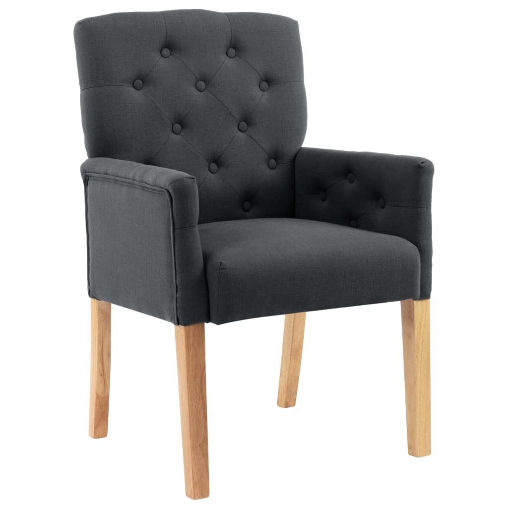 Valgomojo kėdės su porankiais, 6vnt., pilkos spalvos, audinys kaina ir informacija | Virtuvės ir valgomojo kėdės | pigu.lt