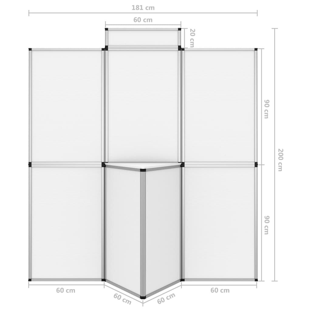 Parodų sienelė su staliuku, 8 dalių, 181x200 cm, balta цена и информация | Širmos, kambario pertvaros | pigu.lt