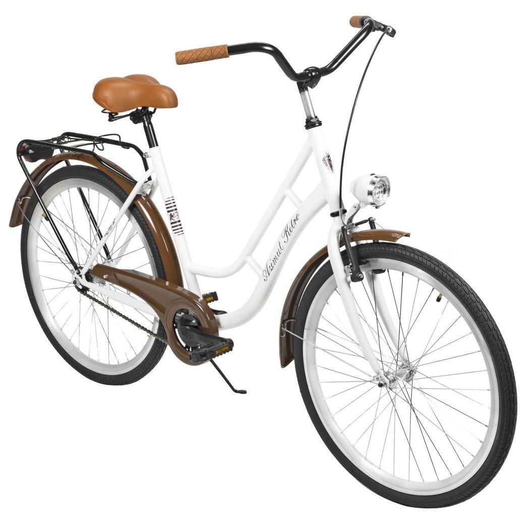 Miesto dviratis AZIMUT Retro 26" 2021, baltas kaina ir informacija | Dviračiai | pigu.lt