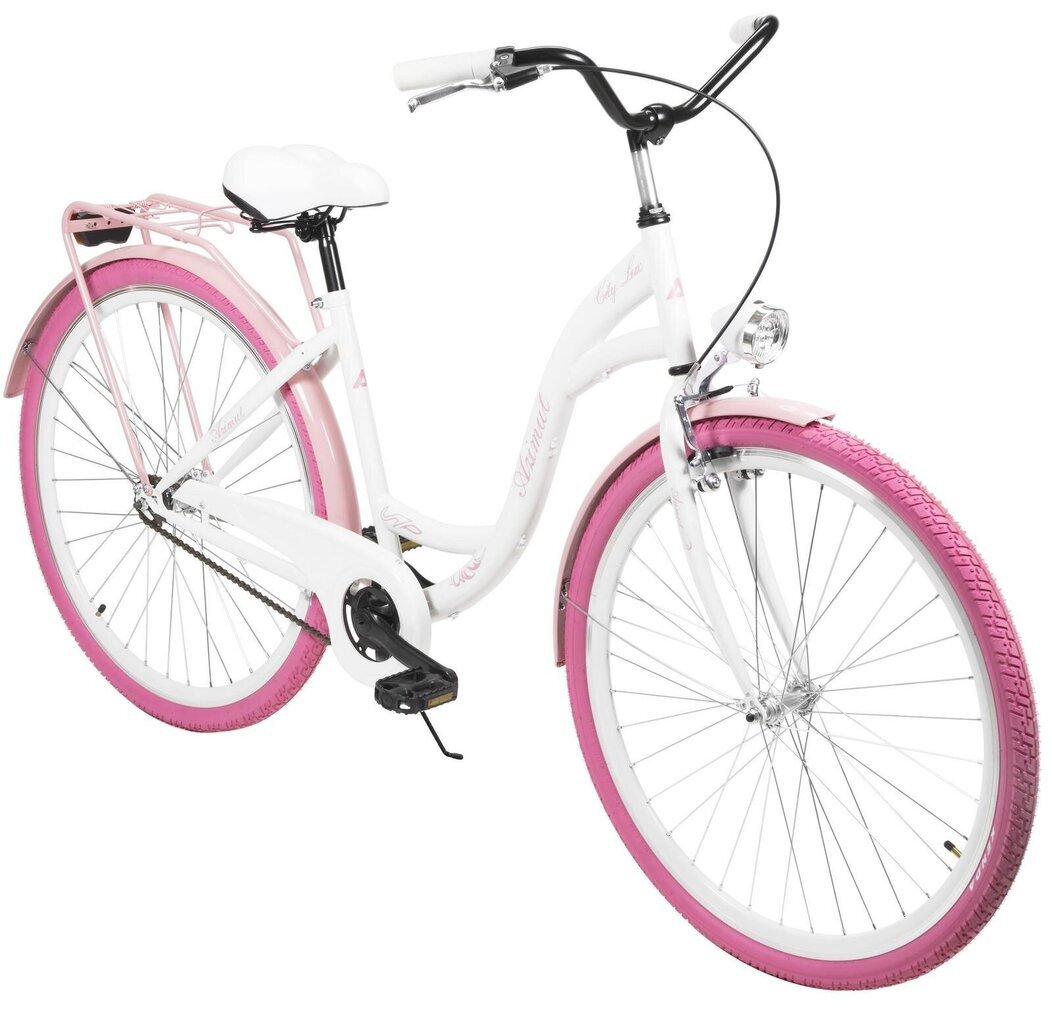 Miesto dviratis AZIMUT City Lux 28" 2021, baltas/rožinis kaina ir informacija | Dviračiai | pigu.lt