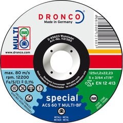 Pежущий диск DRONCO ACS 46/ ACS 60 T MULTI T41 (115 x 1,2 x 22,23) цена и информация | Шуруповерты, дрели | pigu.lt