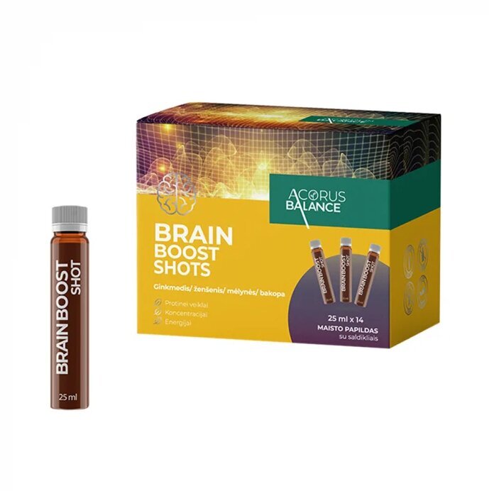 Maisto papildas Acorus Balance Brain Boost Shots, 14x25 ml kaina ir informacija | Vitaminai, maisto papildai, preparatai gerai savijautai | pigu.lt