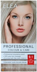 Стойкая крем-краска для волос Elea Professional Colour&Care 9.1 Very light ash blond, 123 мл цена и информация | Краска для волос | pigu.lt